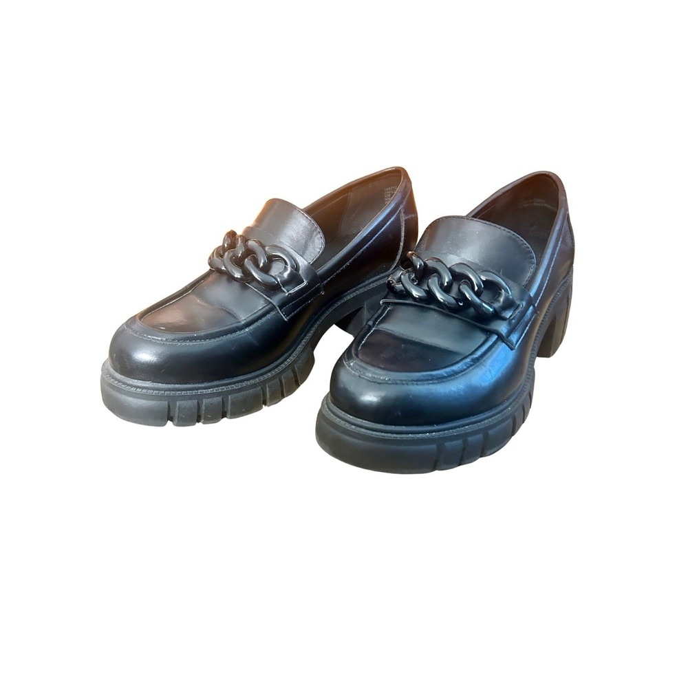 Michael Shannon Black Chain Detail Chunky Loafers Size 8